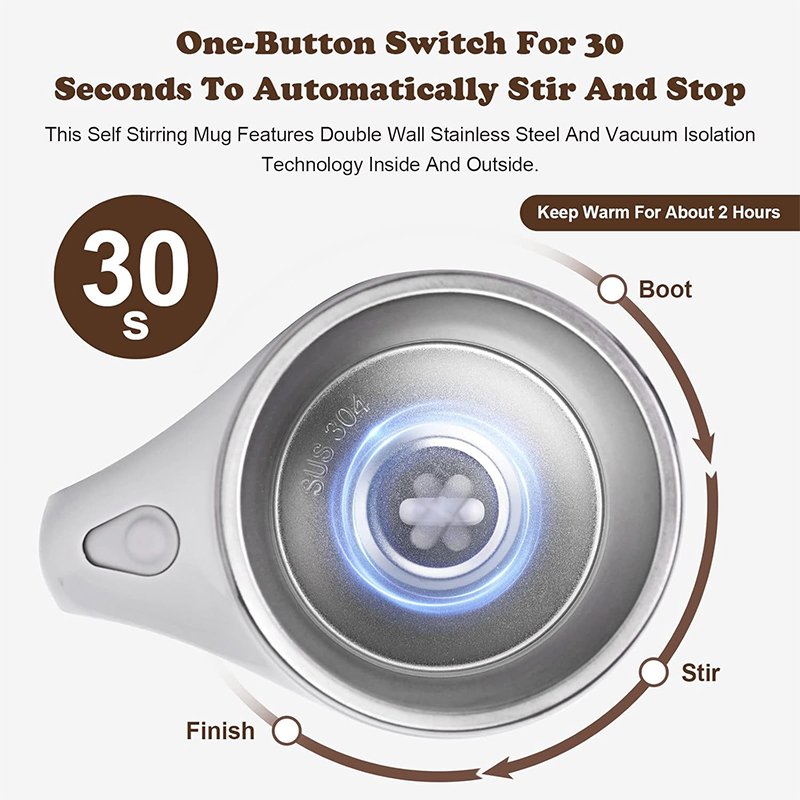 Self Stirring Coffee Cup | Secret Santa Gifts Item for Men & Women | Battery Operated - Image 4