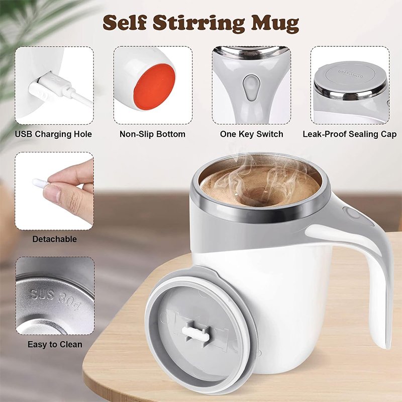 Self Stirring Coffee Cup | Secret Santa Gifts Item for Men & Women | Battery Operated - Image 6