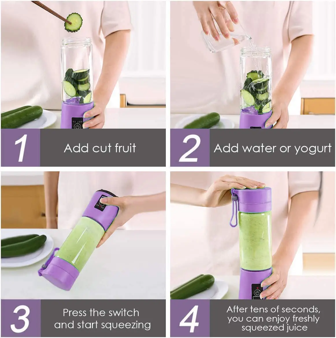 Portable 6-Blade Juicer Machine, USB Rechargeable -380ml - Image 3